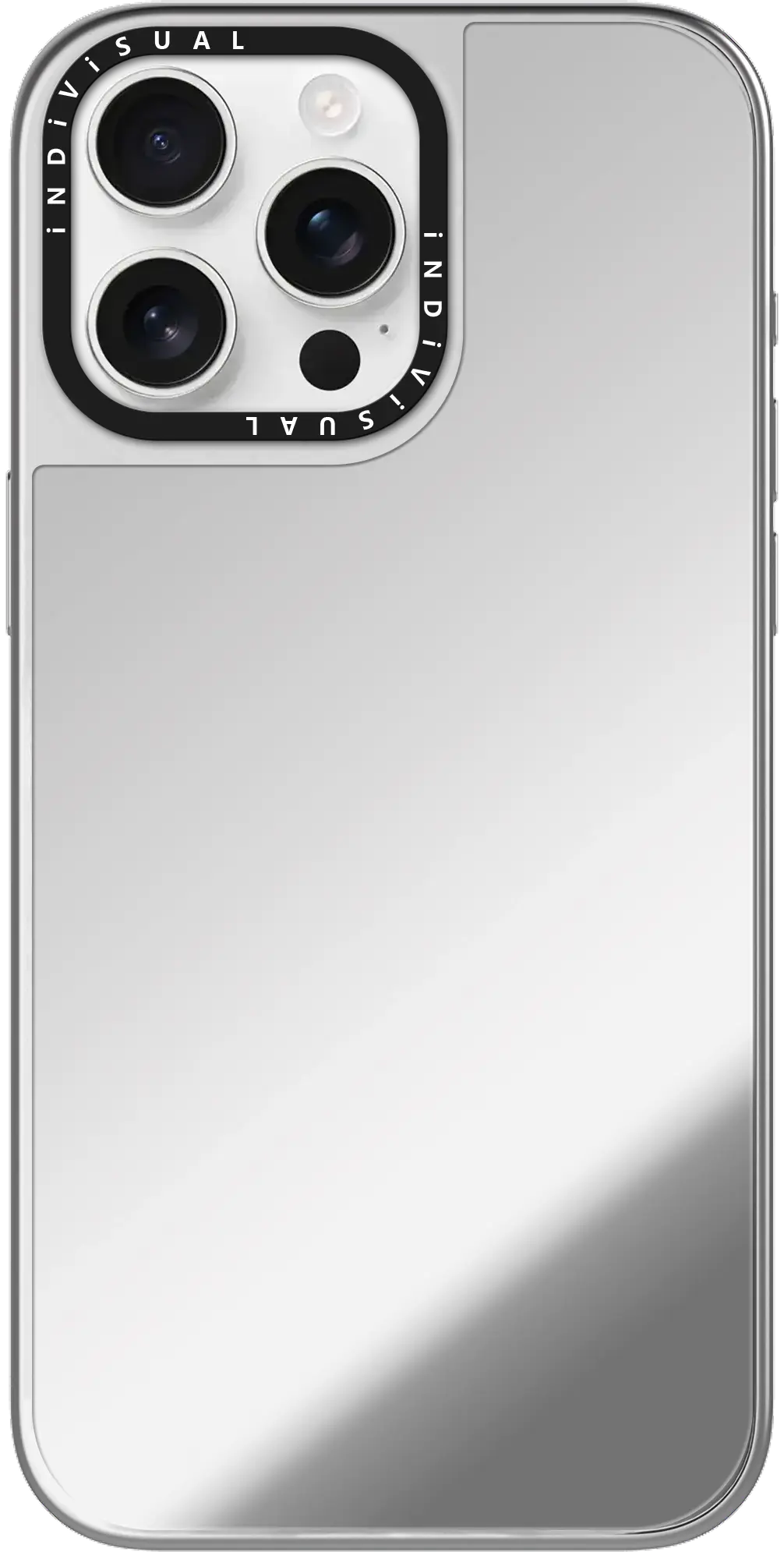 Mirror-like silver surface with subtle typographic ring detail, minimalist composition, silver¨Cwhite gradient