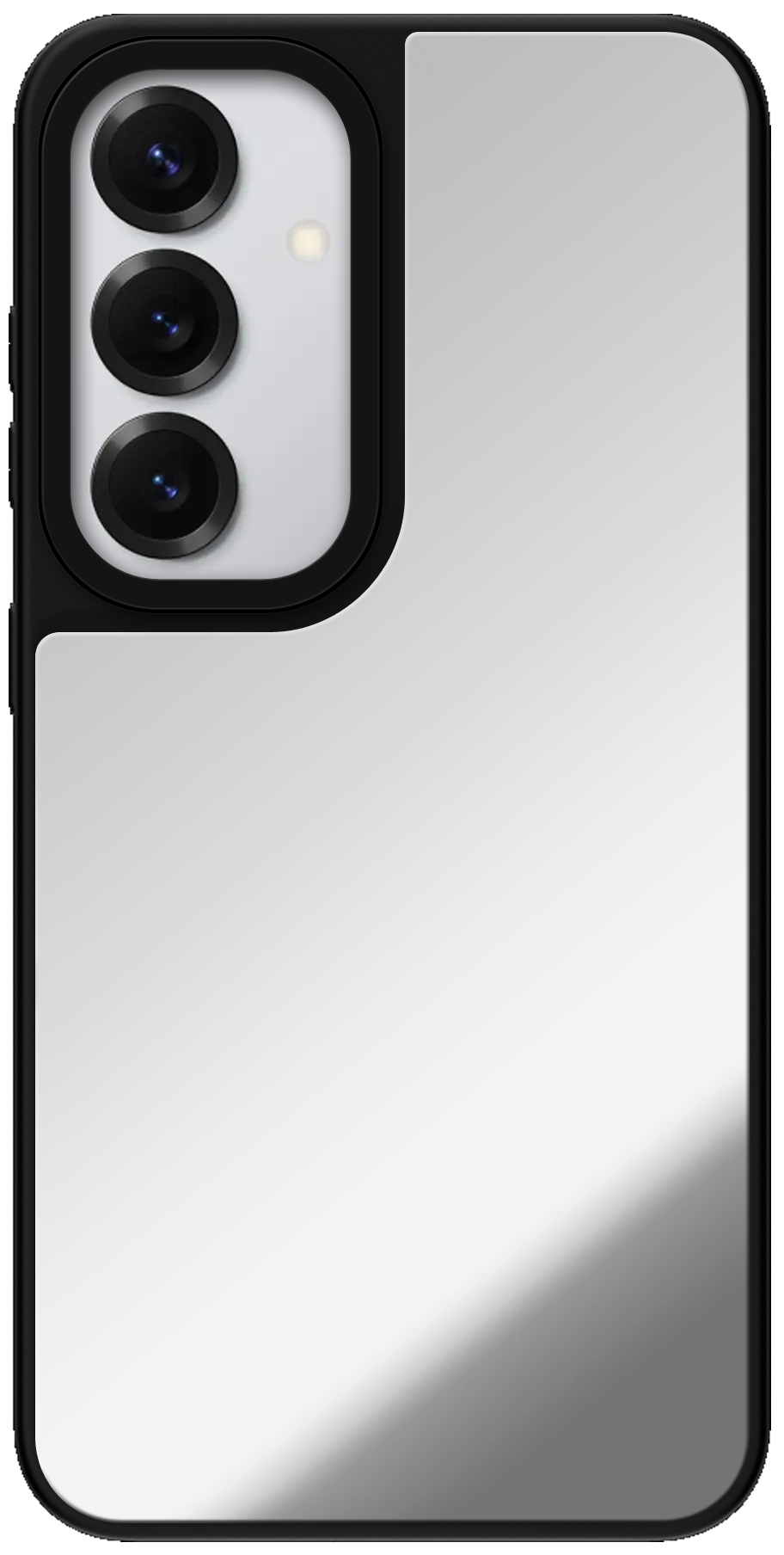 Reflective mirror-like surface in minimalist composition, silver to white gradient sheen