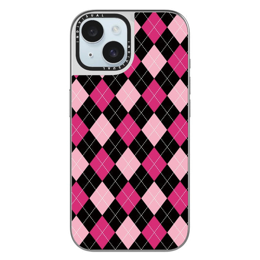 Black Pink Diamond Check Pattern _Clear Impact Phone Case [1503692]