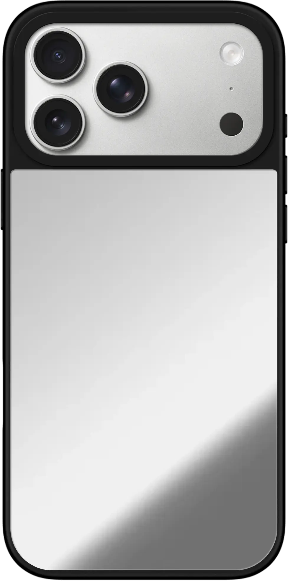 Reflective mirror-like surface in minimalist composition, silver to white gradient sheen