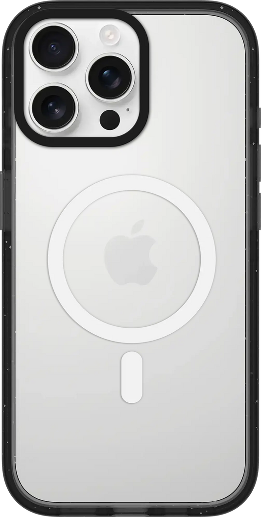 Clear surface with subtle white ring motif, minimalist composition, transparent look