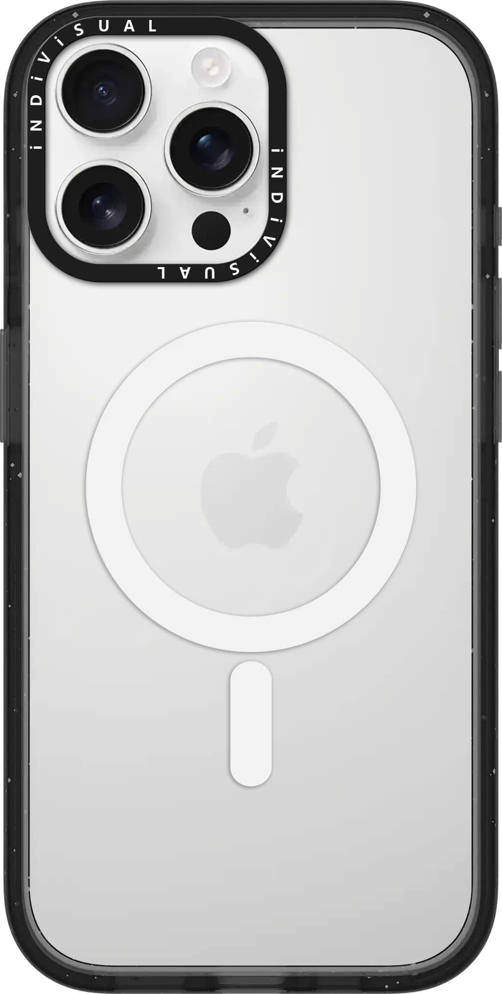 Clear surface with subtle white ring motif, minimalist composition, transparent look