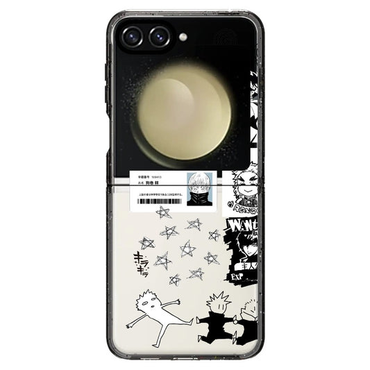 Black and White Anime Collage Mash-up Style Phone Case_Samsung Z Flip [1257212]