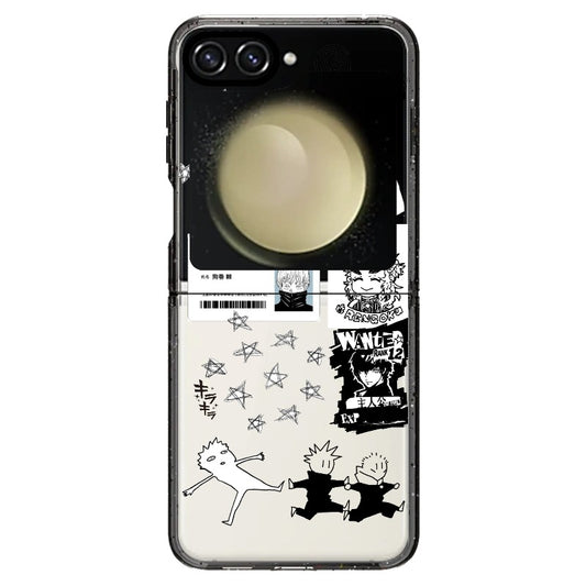 Black and White Anime Collage Mash-up Style Phone Case_Samsung Z Flip [1336855]