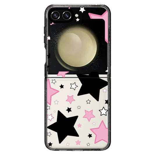 Black, Pink and White Stars Pattern_Samsung Z Flip [1506799]