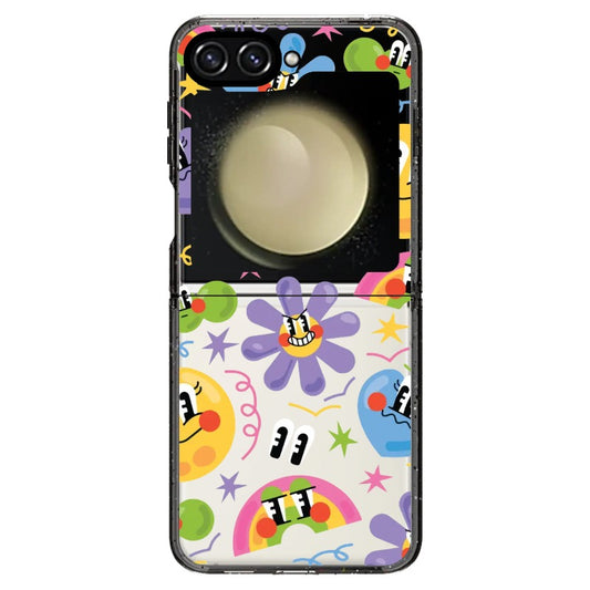 Smiley Flowers and Suns Cartoon Style Phone Case_Samsung Z Flip [1459620]