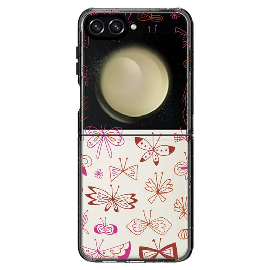 Butterflies and Bow Purple and Red Line Art Phone Case_Samsung Z Flip [1502937]