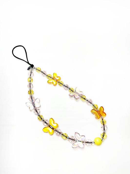 Yellow Transparent Butterfly Phone Charm