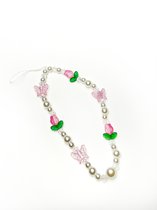 Pearls and Tulip Phone Charm
