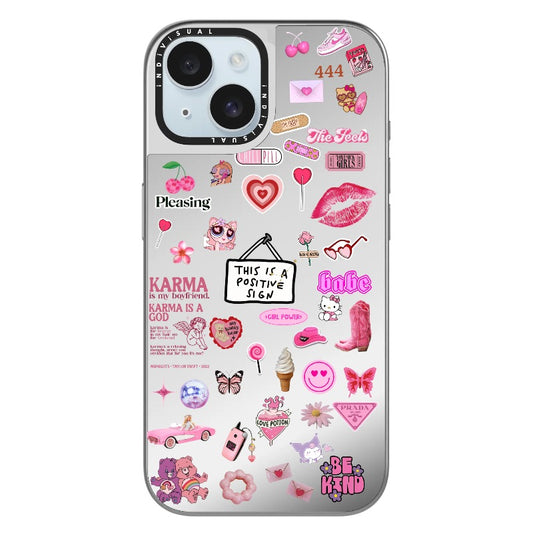Positive Sign Pink Aesthetic Preppy Phone Case_Clear Impact Phone Case [1277542]