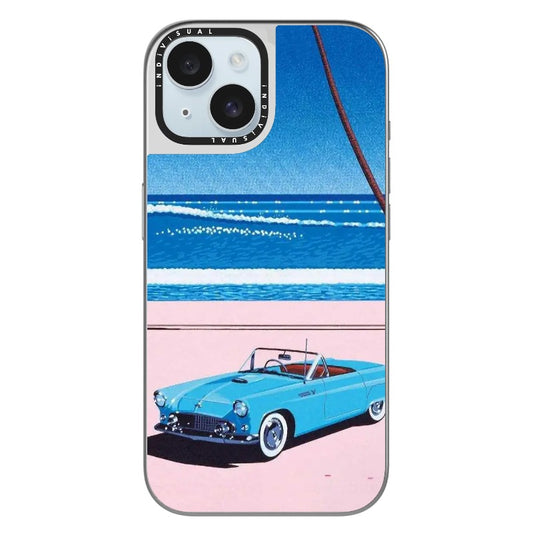 City Pop Style Vintage Sport Car and Beach Scene Phone Case_Clear Impact Phone Case [1277488]