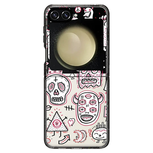 Cartoon Skulls and Monsters Phone Case_Samsung Z Flip [1502028]